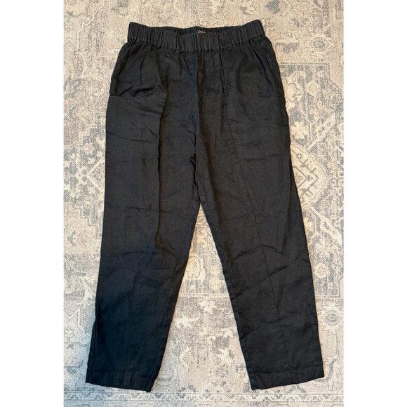 Quince Women's 100% Linen Pull On Straight Leg Black Pants Small Pockets Boho - Picture 1 of 6